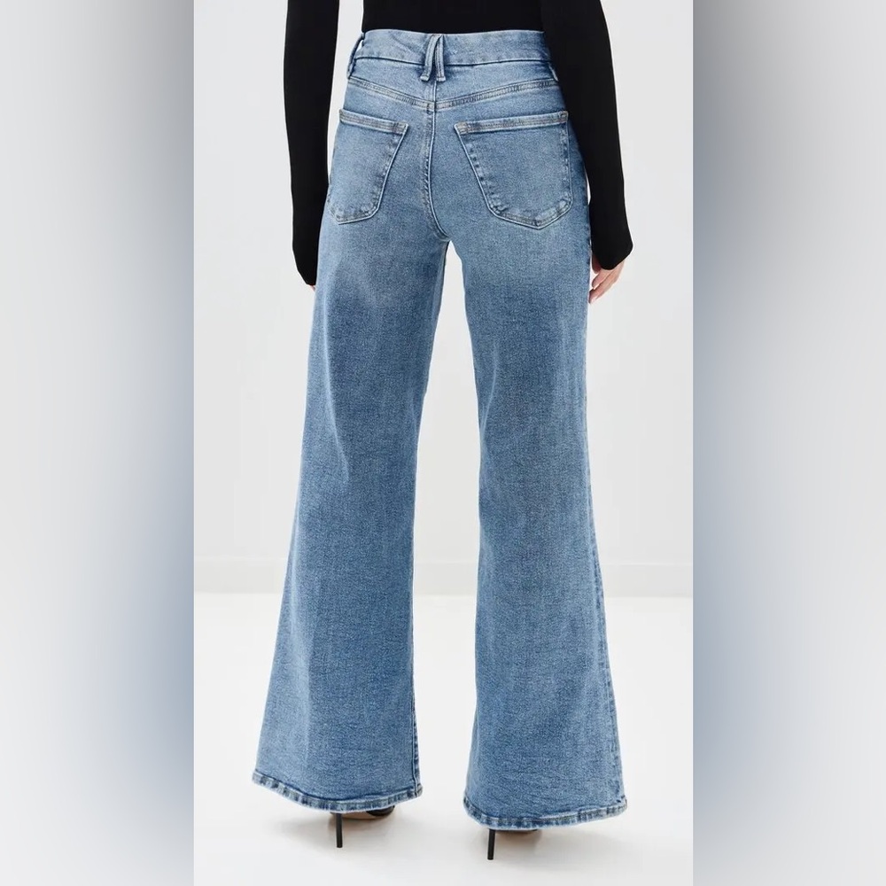 Last 1! NWT Good American Good Waist High Rise Palazzo Jeans - Picture 4 of 16